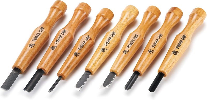 Mikisyo Power Grip Carving Tools Set - 7 Piece Wood Chisel Kit - Image 1
